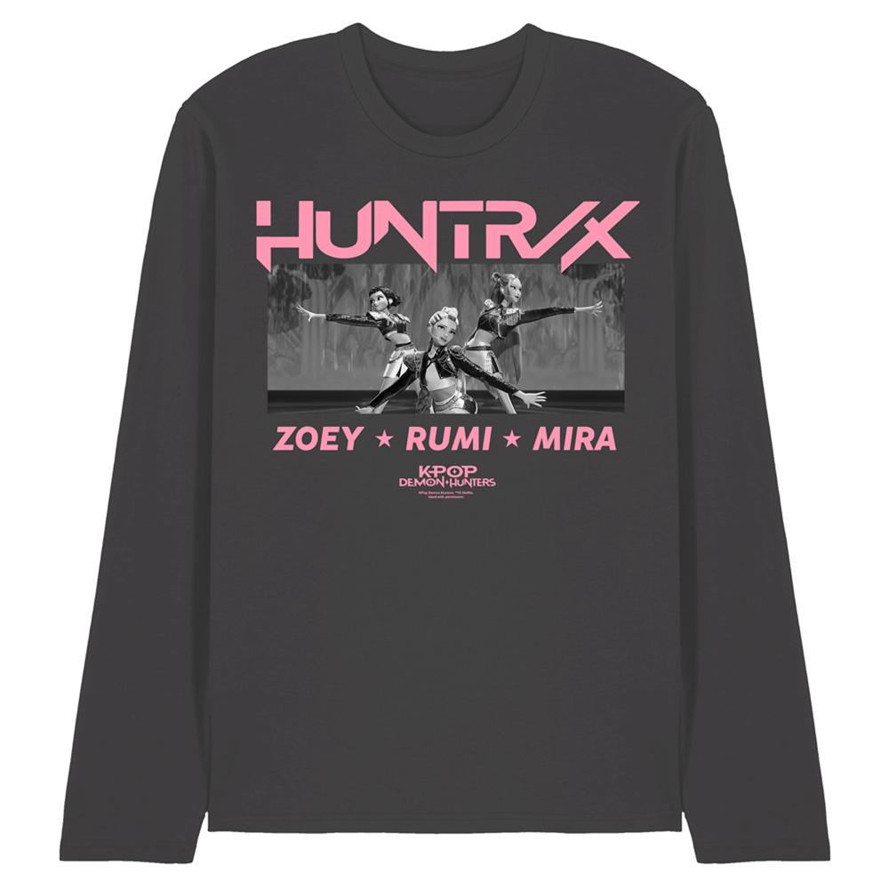 Charcoal - Front - K-Pop Demon Hunters Unisex Adult Huntrix Singing Long-Sleeved T-Shirt