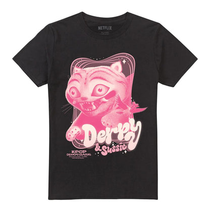 Black - Front - K-Pop Demon Hunters Unisex Adult Derpy & Sussie Gradient T-Shirt