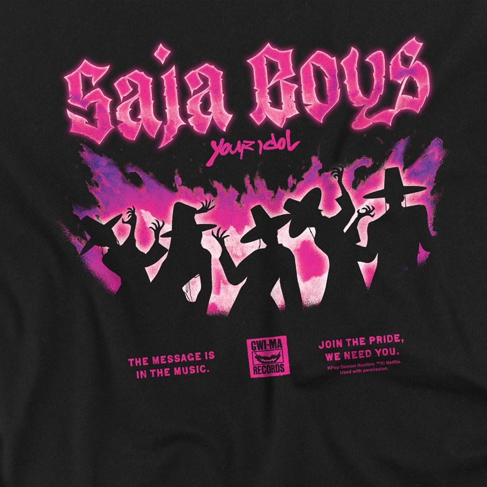 Black - Side - K-Pop Demon Hunters Unisex Adult Gwima Saja Boys Poster Long-Sleeved T-Shirt