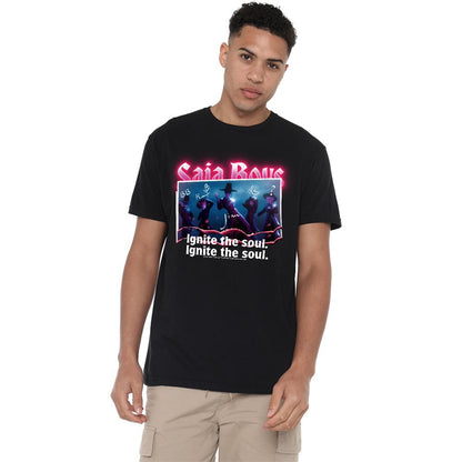 Black - Side - K-Pop Demon Hunters Unisex Adult Saja Boys Burning Photo T-Shirt