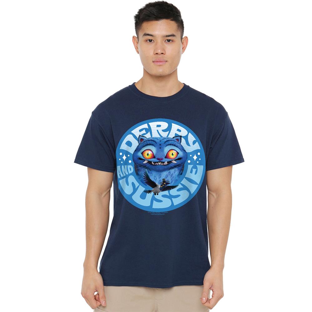 Navy - Side - K-Pop Demon Hunters Unisex Adult Derpy & Sussie Badge T-Shirt