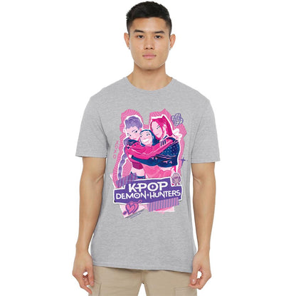 Sport Heather - Side - K-Pop Demon Hunters Unisex Adult Huntr-X Scrapbook Logo T-Shirt