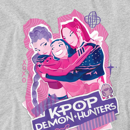 Sport Heather - Pack Shot - K-Pop Demon Hunters Unisex Adult Huntr-X Scrapbook Logo T-Shirt