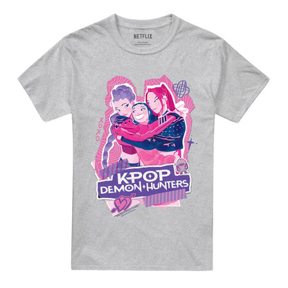 Sport Heather - Front - K-Pop Demon Hunters Unisex Adult Huntr-X Scrapbook Logo T-Shirt