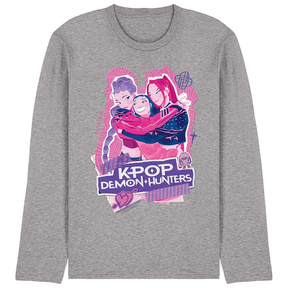 Sport Heather - Front - K-Pop Demon Hunters Unisex Adult Huntr-X Scrapbook Long-Sleeved T-Shirt