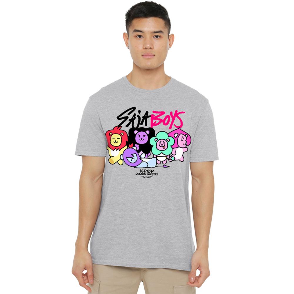 Athletic Heather - Side - K-Pop Demon Hunters Unisex Adult Saja Boys Lion Mascots T-Shirt