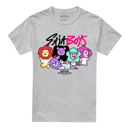Athletic Heather - Front - K-Pop Demon Hunters Unisex Adult Saja Boys Lion Mascots T-Shirt