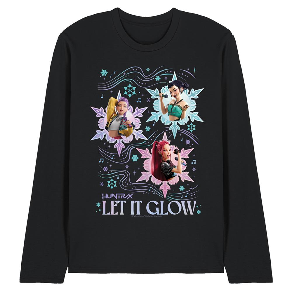 Black - Front - K-Pop Demon Hunters Unisex Adult Huntrix Let It Glow Long-Sleeved Christmas T-Shirt
