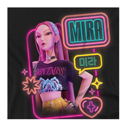 Black - Side - K-Pop Demon Hunters Unisex Adult Mira Glowing Lights Long-Sleeved T-Shirt