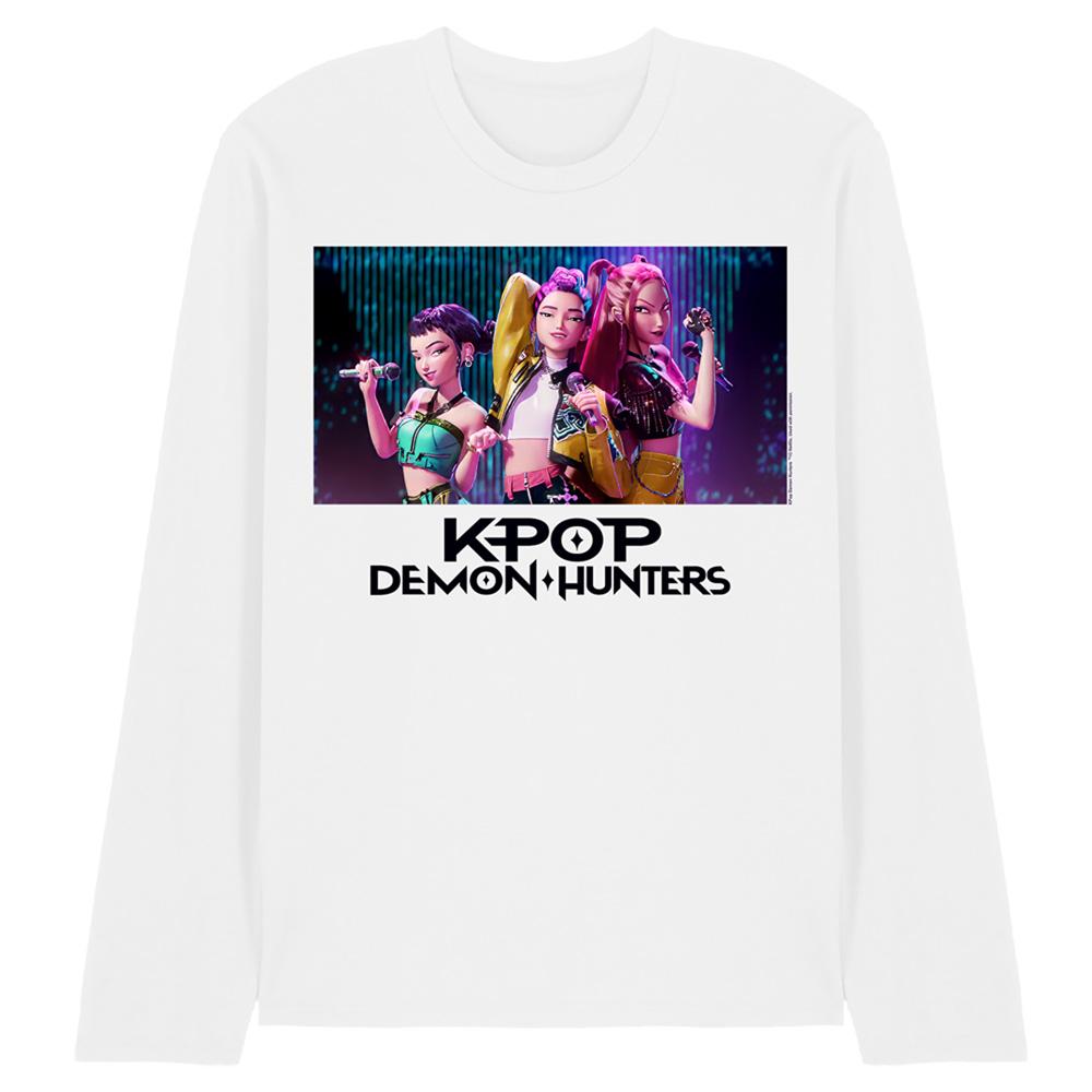 White - Front - K-Pop Demon Hunters Unisex Adult Singing Huntr-X Group Long-Sleeved T-Shirt