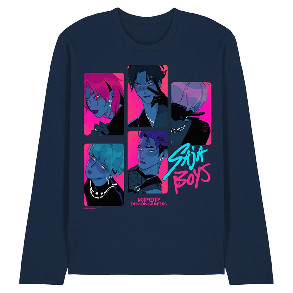 Navy - Front - K-Pop Demon Hunters Unisex Adult Saja Boys Group Long-Sleeved T-Shirt