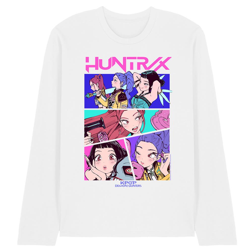 White-Neon - Front - K-Pop Demon Hunters Unisex Adult Huntr-X Comic Long-Sleeved T-Shirt