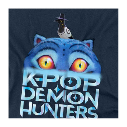 Navy - Side - K-Pop Demon Hunters Unisex Adult Derpy Tiger Sinking Logo Long-Sleeved T-Shirt