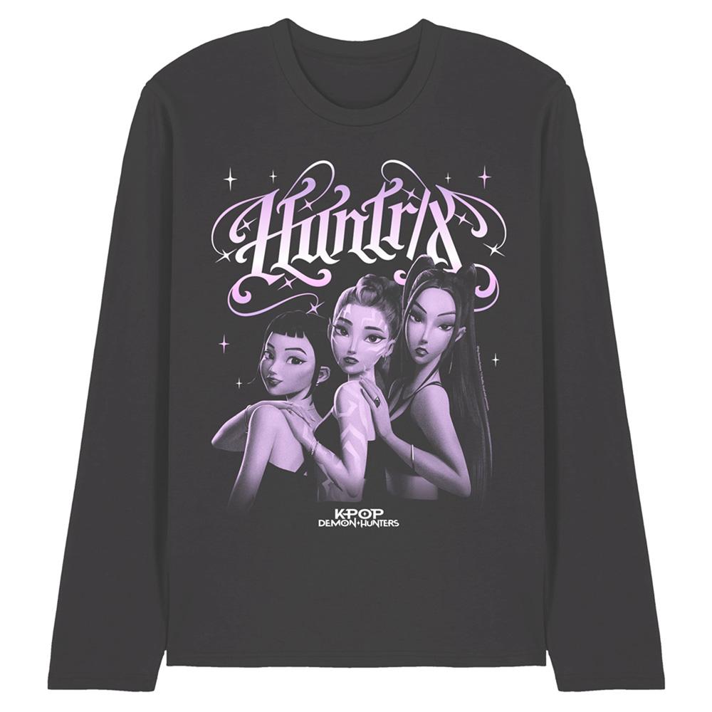 Charcoal - Front - K-Pop Demon Hunters Unisex Adult Huntr-X Gothic Long-Sleeved T-Shirt