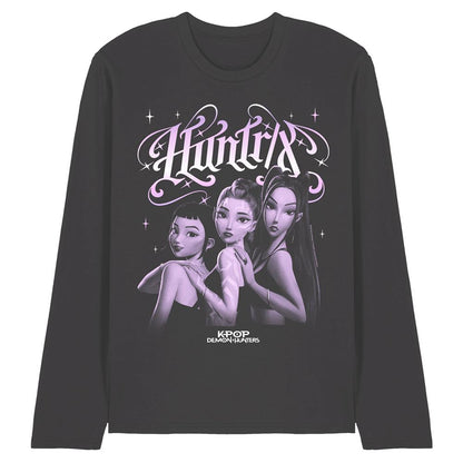 Charcoal - Front - K-Pop Demon Hunters Unisex Adult Huntr-X Gothic Long-Sleeved T-Shirt