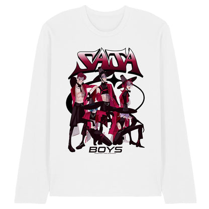 White - Front - K-Pop Demon Hunters Unisex Adult Saja Boys Demons Long-Sleeved T-Shirt