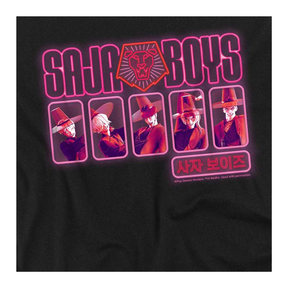 Black - Side - K-Pop Demon Hunters Unisex Adult Saja Boys Glowing Lights Long-Sleeved T-Shirt