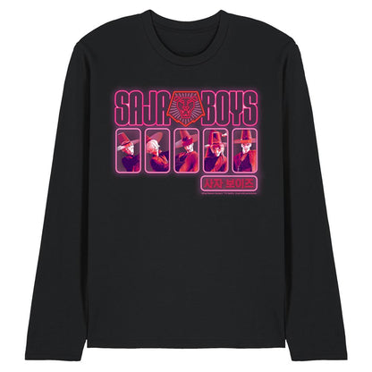 Black - Front - K-Pop Demon Hunters Unisex Adult Saja Boys Glowing Lights Long-Sleeved T-Shirt