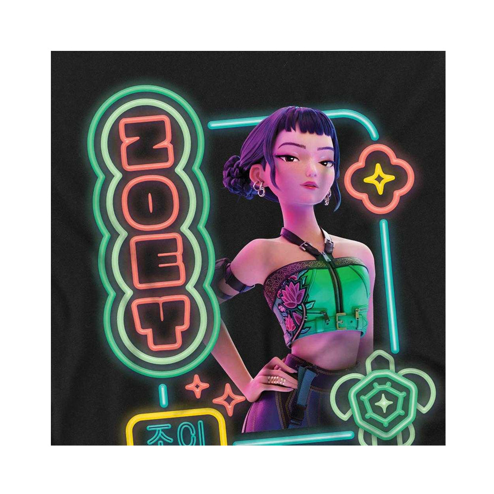 Black - Side - K-Pop Demon Hunters Unisex Adult Zoey Glowing Lights Long-Sleeved T-Shirt