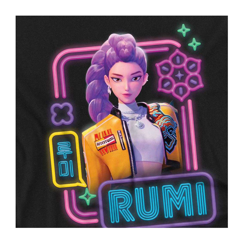 Black - Side - K-Pop Demon Hunters Unisex Adult Rumi Glowing Lights Long-Sleeved T-Shirt
