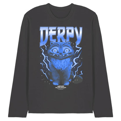 Charcoal - Front - K-Pop Demon Hunters Unisex Adult Derpy Tiger Lightning Long-Sleeved T-Shirt