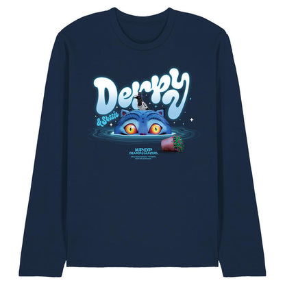 Navy - Front - K-Pop Demon Hunters Unisex Adult Sinking Derpy & Sussie Plant Pot Long-Sleeved T-Shirt