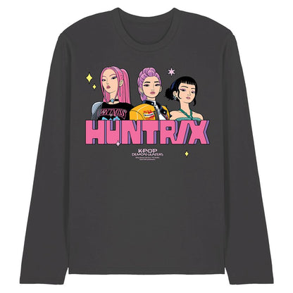 Charcoal - Front - K-Pop Demon Hunters Unisex Adult Huntrix Blocky Glam Long-Sleeved T-Shirt