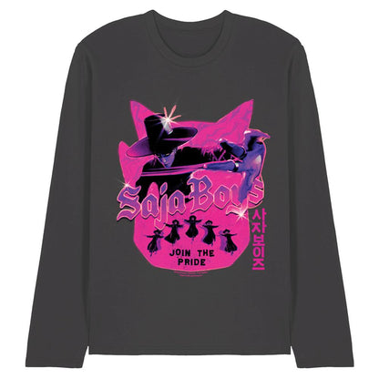 Charcoal - Front - K-Pop Demon Hunters Unisex Adult Saja Boys Jinu Silhouette Long-Sleeved T-Shirt