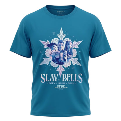 Turquoise - Front - K-Pop Demon Hunters Unisex Adult Slay Bells Huntr-X Christmas T-Shirt
