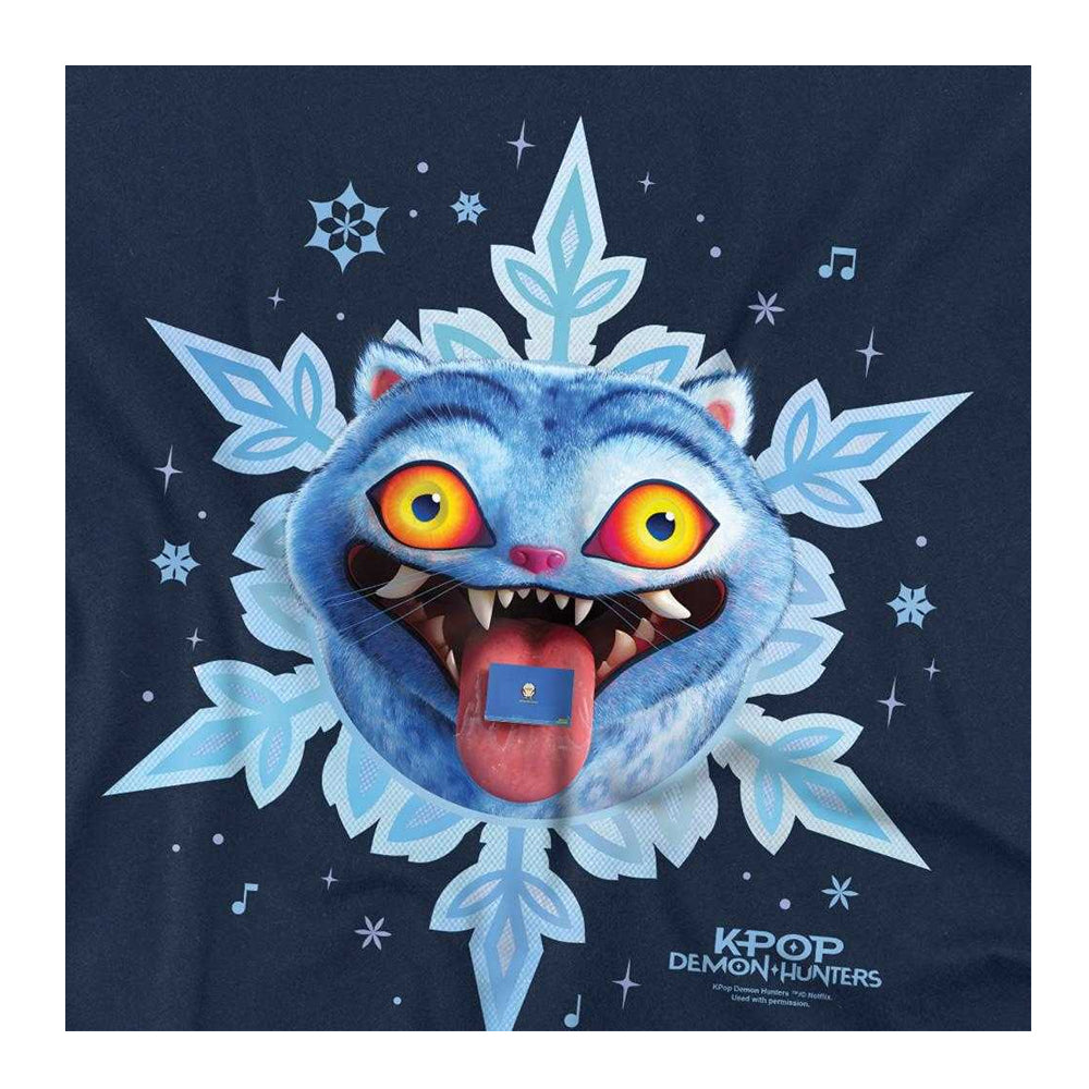 Navy - Side - K-Pop Demon Hunters Unisex Adult Derpy Tiger Snowflake Christmas T-Shirt