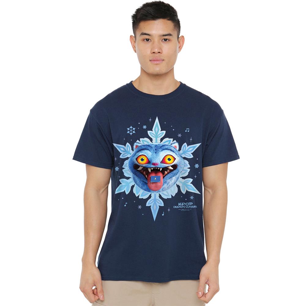 Navy - Lifestyle - K-Pop Demon Hunters Unisex Adult Derpy Tiger Snowflake Christmas T-Shirt