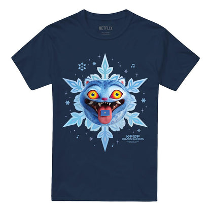Navy - Front - K-Pop Demon Hunters Unisex Adult Derpy Tiger Snowflake Christmas T-Shirt