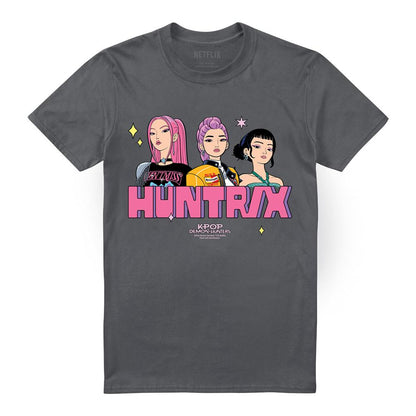 Charcoal - Front - K-Pop Demon Hunters Unisex Adult Huntrix Blocky Glam T-Shirt