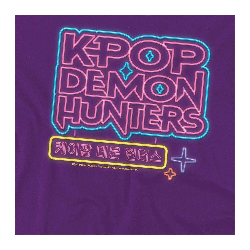 Purple - Side - K-Pop Demon Hunters Unisex Adult Glowing Lights Logo T-Shirt