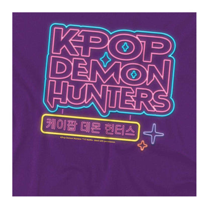 Purple - Side - K-Pop Demon Hunters Unisex Adult Glowing Lights Logo T-Shirt