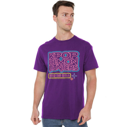 Purple - Lifestyle - K-Pop Demon Hunters Unisex Adult Glowing Lights Logo T-Shirt
