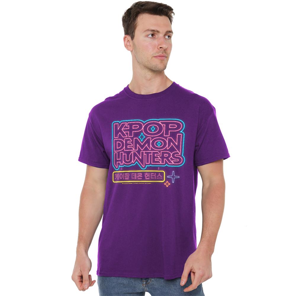 Purple - Lifestyle - K-Pop Demon Hunters Unisex Adult Glowing Lights Logo T-Shirt