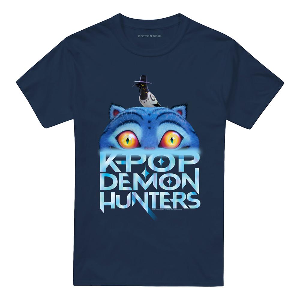 Navy - Front - K-Pop Demon Hunters Unisex Adult Derpy Tiger Sinking Logo T-Shirt