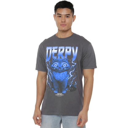 Charcoal - Lifestyle - K-Pop Demon Hunters Unisex Adult Derpy Tiger Lightning T-Shirt