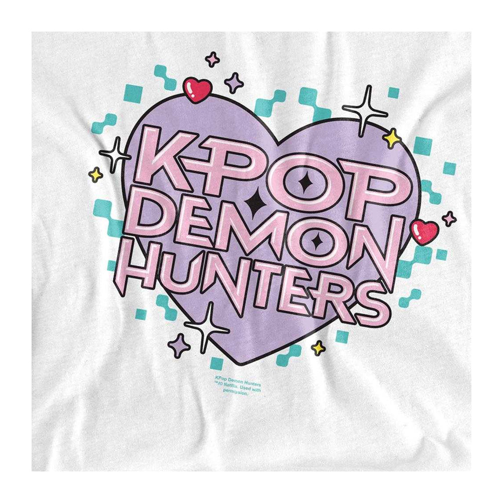 White - Side - K-Pop Demon Hunters Unisex Adult Pixel Hearts T-Shirt