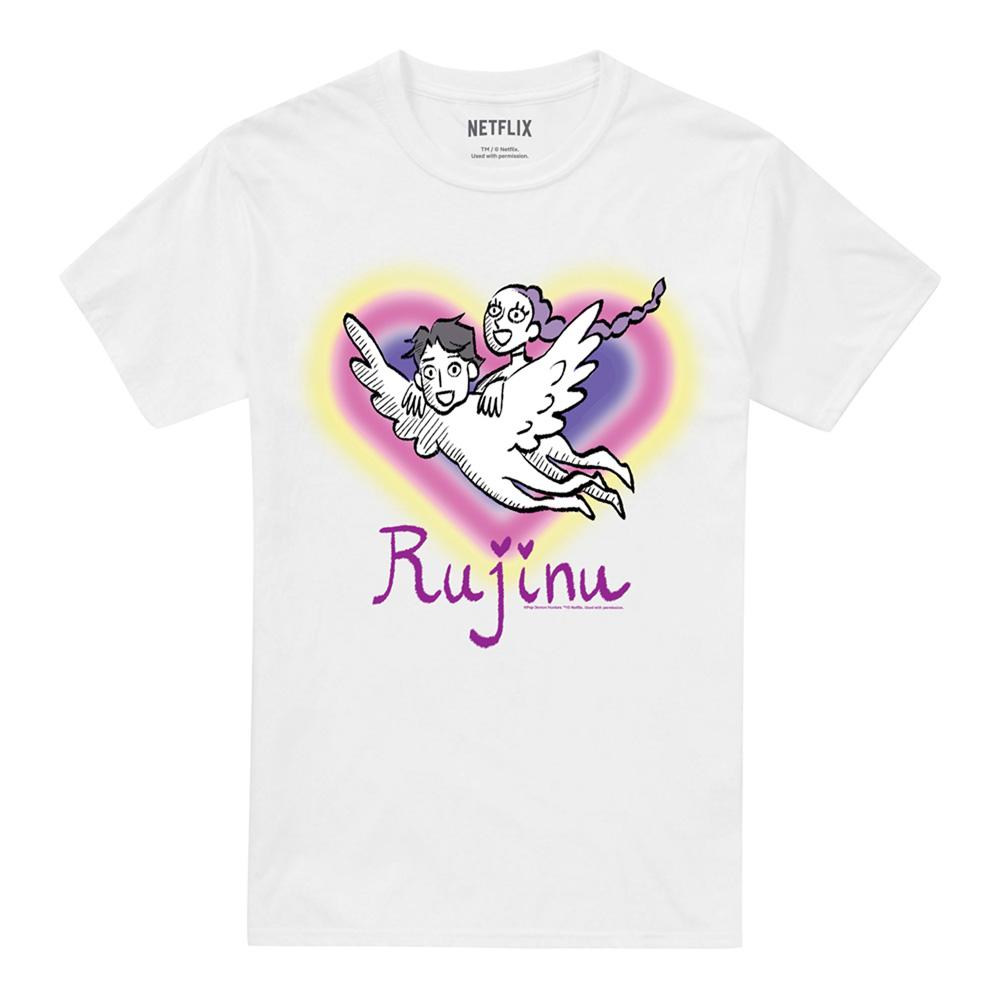 White - Front - K-Pop Demon Hunters Unisex Adult Huntrix Saja Boys Rujinu Heart T-Shirt
