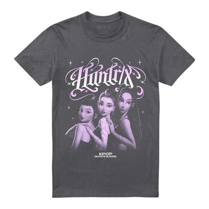Charcoal - Front - K-Pop Demon Hunters Unisex Adult Huntrix Gothic Gradient T-Shirt