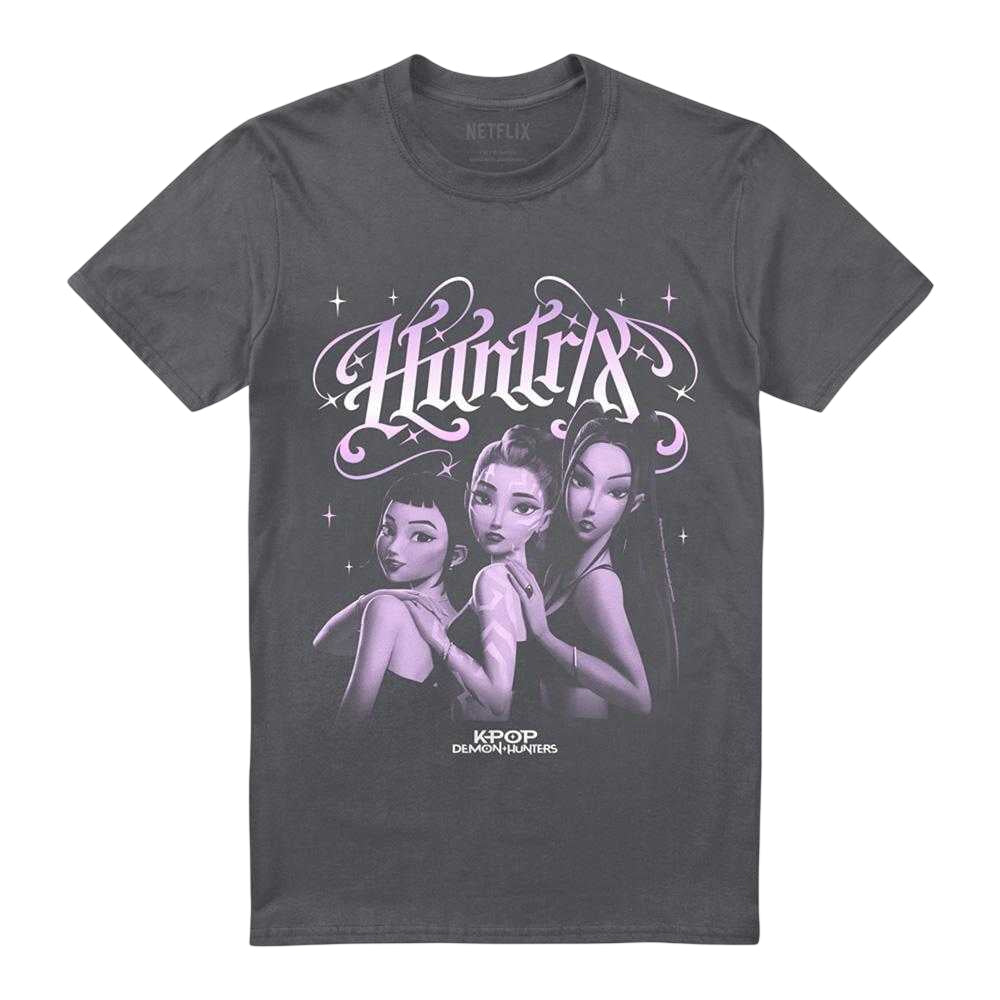 Charcoal - Front - K-Pop Demon Hunters Unisex Adult Huntrix Gothic Gradient T-Shirt