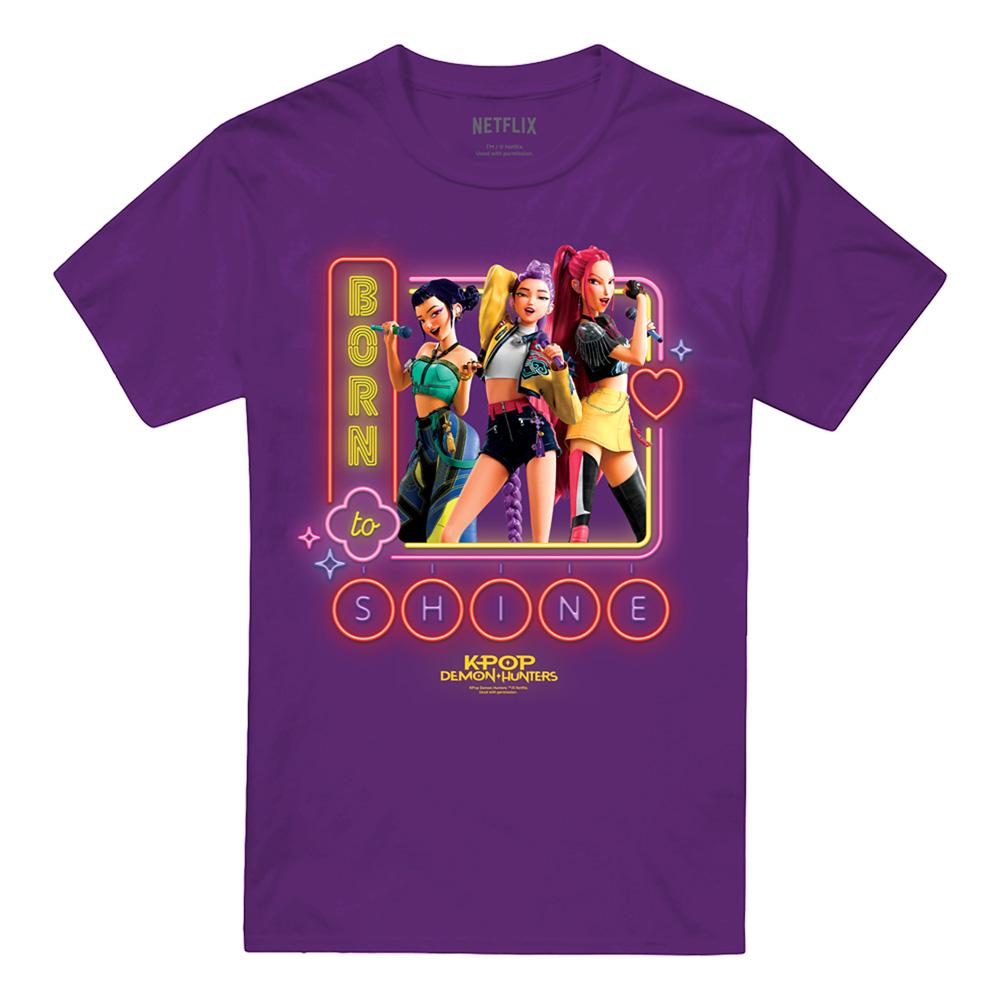 Purple - Front - K-Pop Demon Hunters Unisex Adult Born To Shine Huntr-X T-Shirt