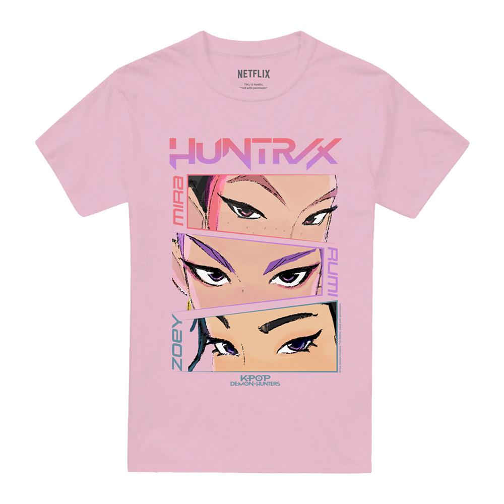 Pink - Front - K-Pop Demon Hunters Unisex Adult Huntrix Eyes Comic Strip T-Shirt