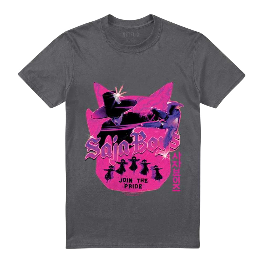 Charcoal - Front - K-Pop Demon Hunters Unisex Adult Saja Boys Jinu Silhouette T-Shirt