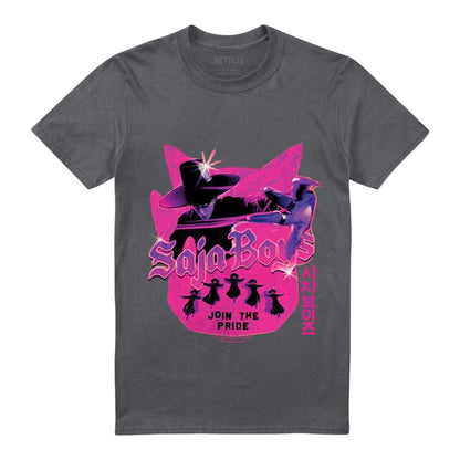 Charcoal - Front - K-Pop Demon Hunters Unisex Adult Saja Boys Jinu Silhouette T-Shirt