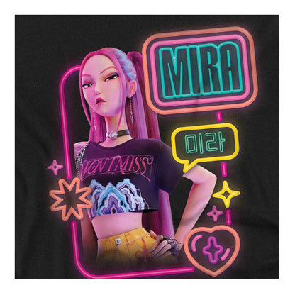 Black - Side - K-Pop Demon Hunters Unisex Adult Mira Glowing Lights T-Shirt