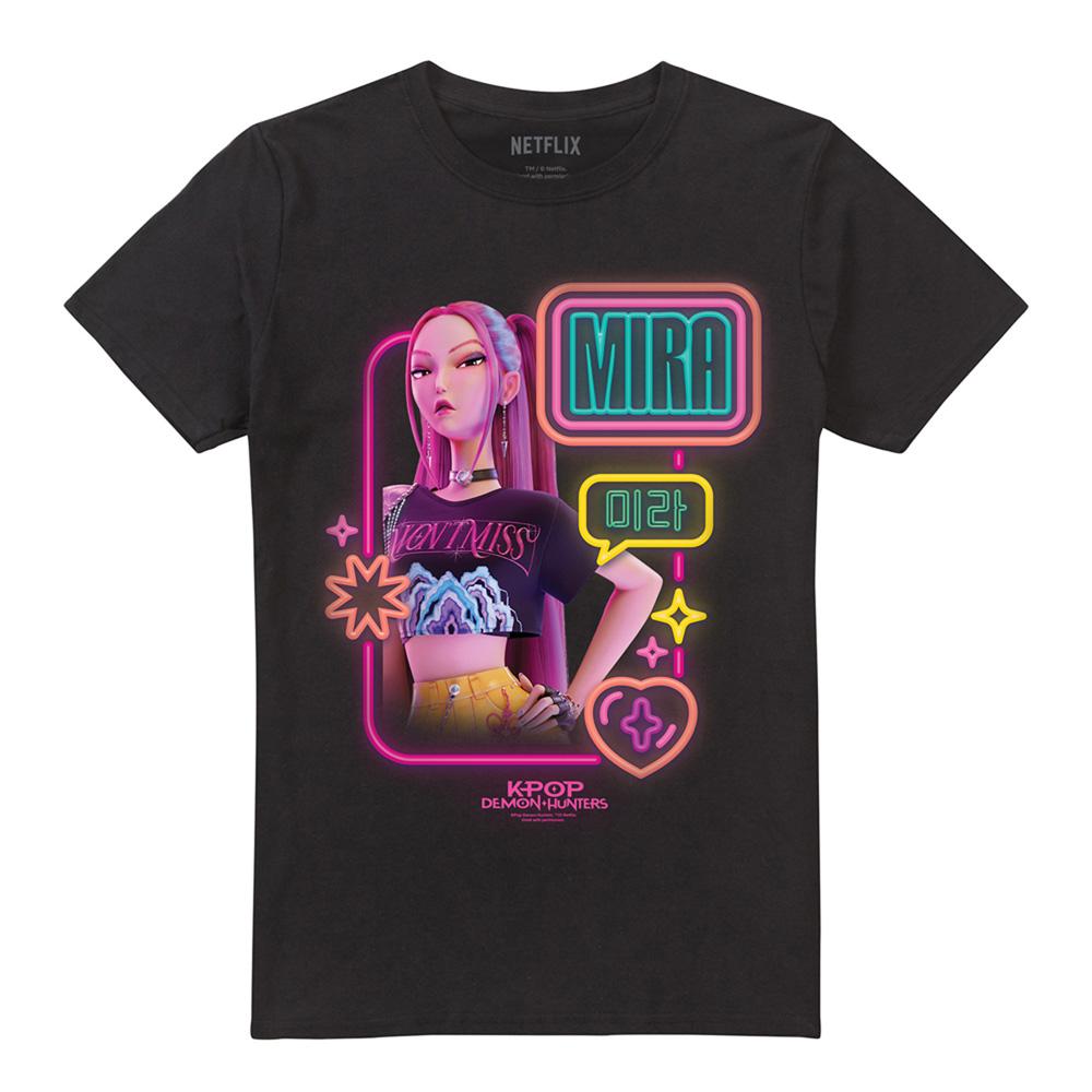 Black - Front - K-Pop Demon Hunters Unisex Adult Mira Glowing Lights T-Shirt