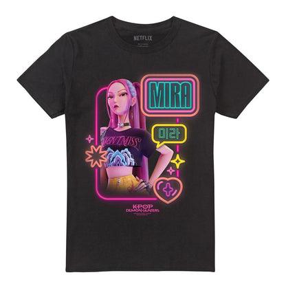Black - Front - K-Pop Demon Hunters Unisex Adult Mira Glowing Lights T-Shirt